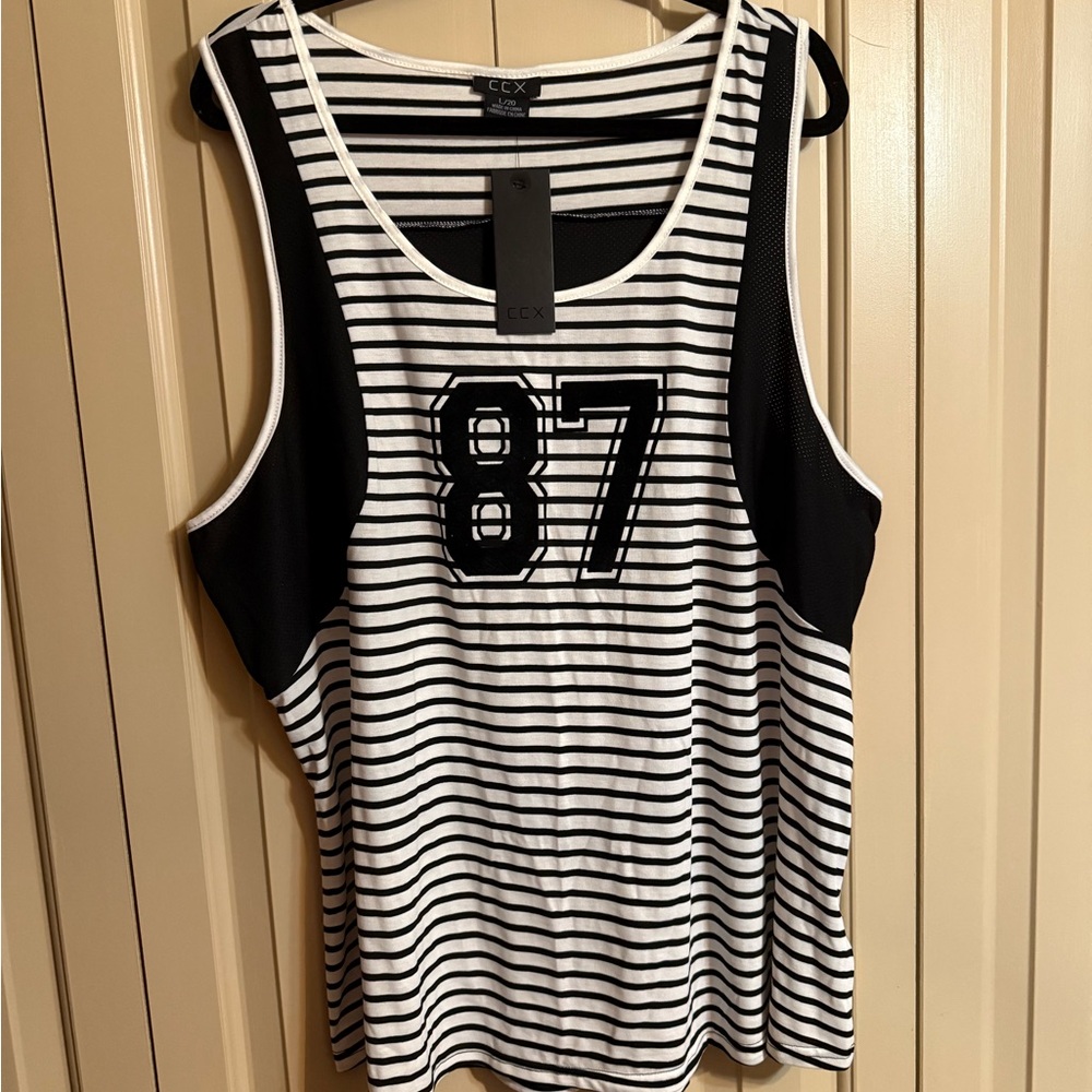 CCX Women's Striped Tank Top - Black and White Size 20